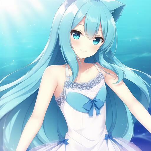 【AI画图/含正负面关键词】蓝发蓝瞳兽耳娘【蓝奏云 64P 40MB】 00293-3973592045-long_hair,smile,standing,straight-on,upper body,sheer tulle dress,kemomimi,beautiful detailed eyes,aquagradient eyes,Cyan eyes,a