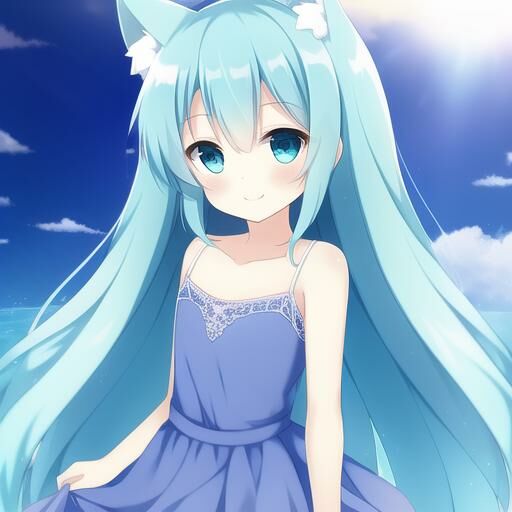 【AI画图/含正负面关键词】蓝发蓝瞳兽耳娘【蓝奏云 64P 40MB】 00282-3973592034-long_hair,smile,standing,straight-on,upper body,sheer tulle dress,kemomimi,beautiful detailed eyes,aquagradient eyes,Cyan eyes,a